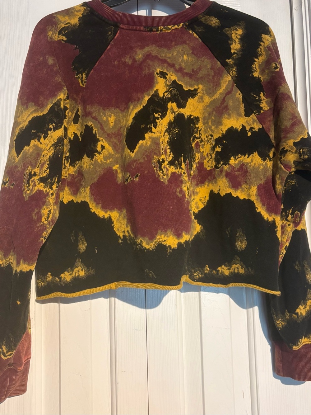 JoyLab Maroon & Mustard Tie-Dye Crewneck Sweatshirt